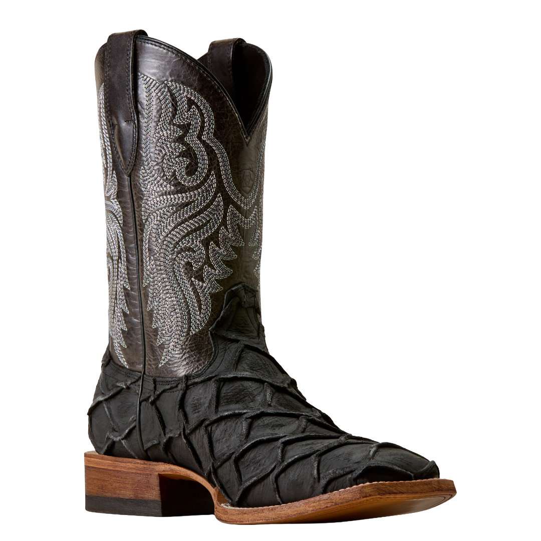 Ariat Men's Riverside Bayou Black Bass Print Square Toe Western Boot 10080346