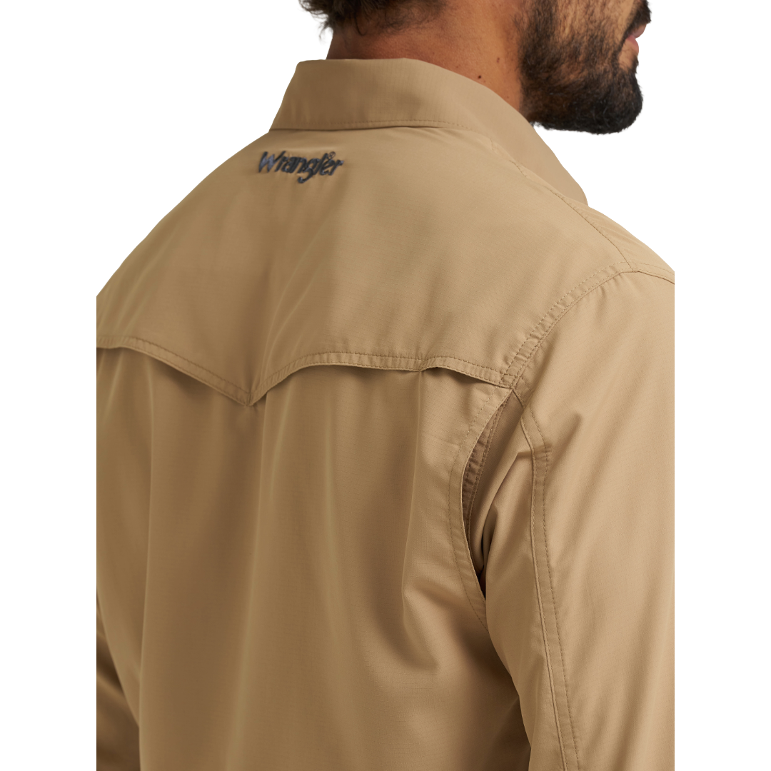 Wrangler X ATG Men's Western Performance Kelp Brown Snap Shirt 112382486