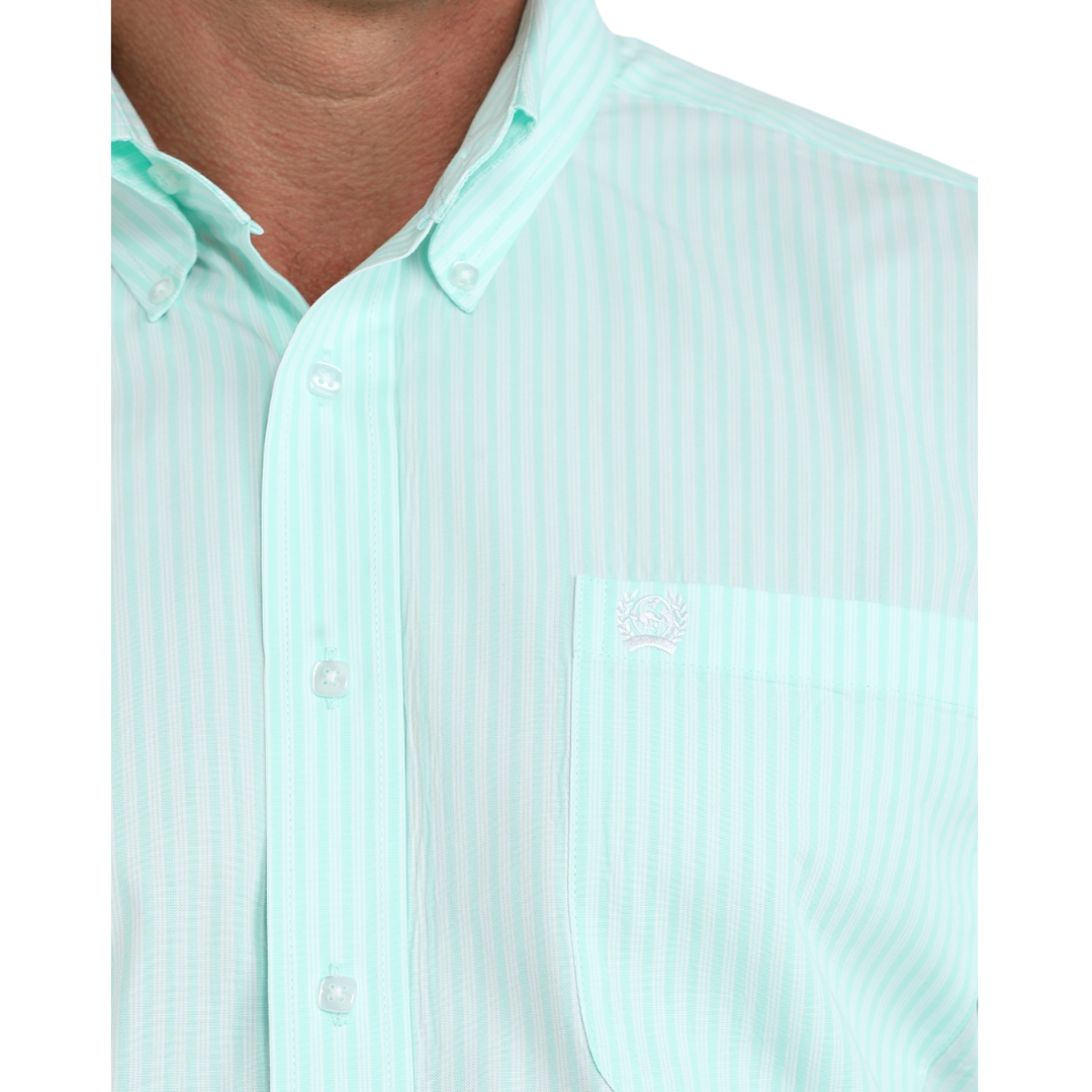 Cinch Men's Turquoise Striped Button Down Shirt MTW1106166