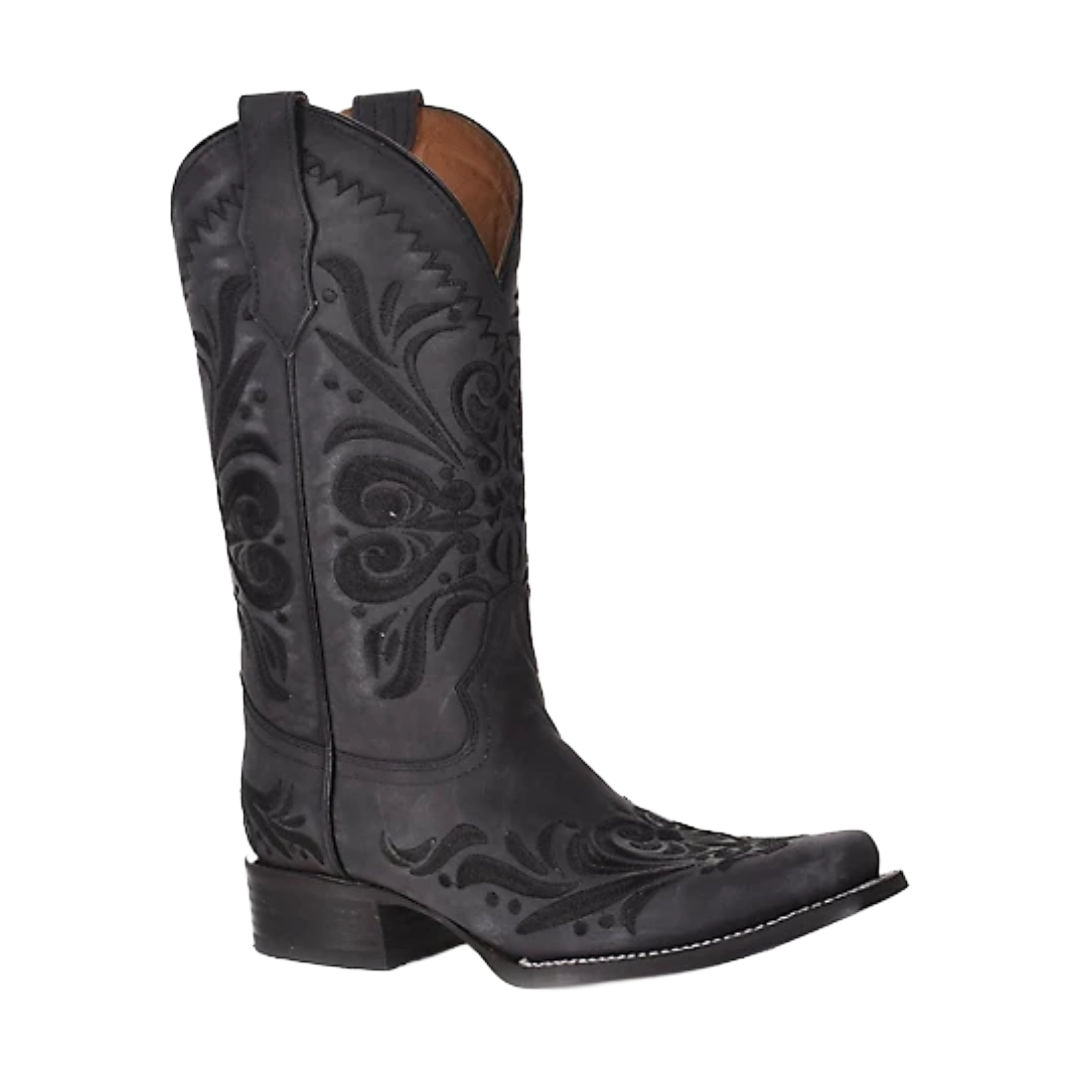 Circle G by Corral Ladies Shedron Curved Embroidery Pattern Wide Square Toe Boot L6464
