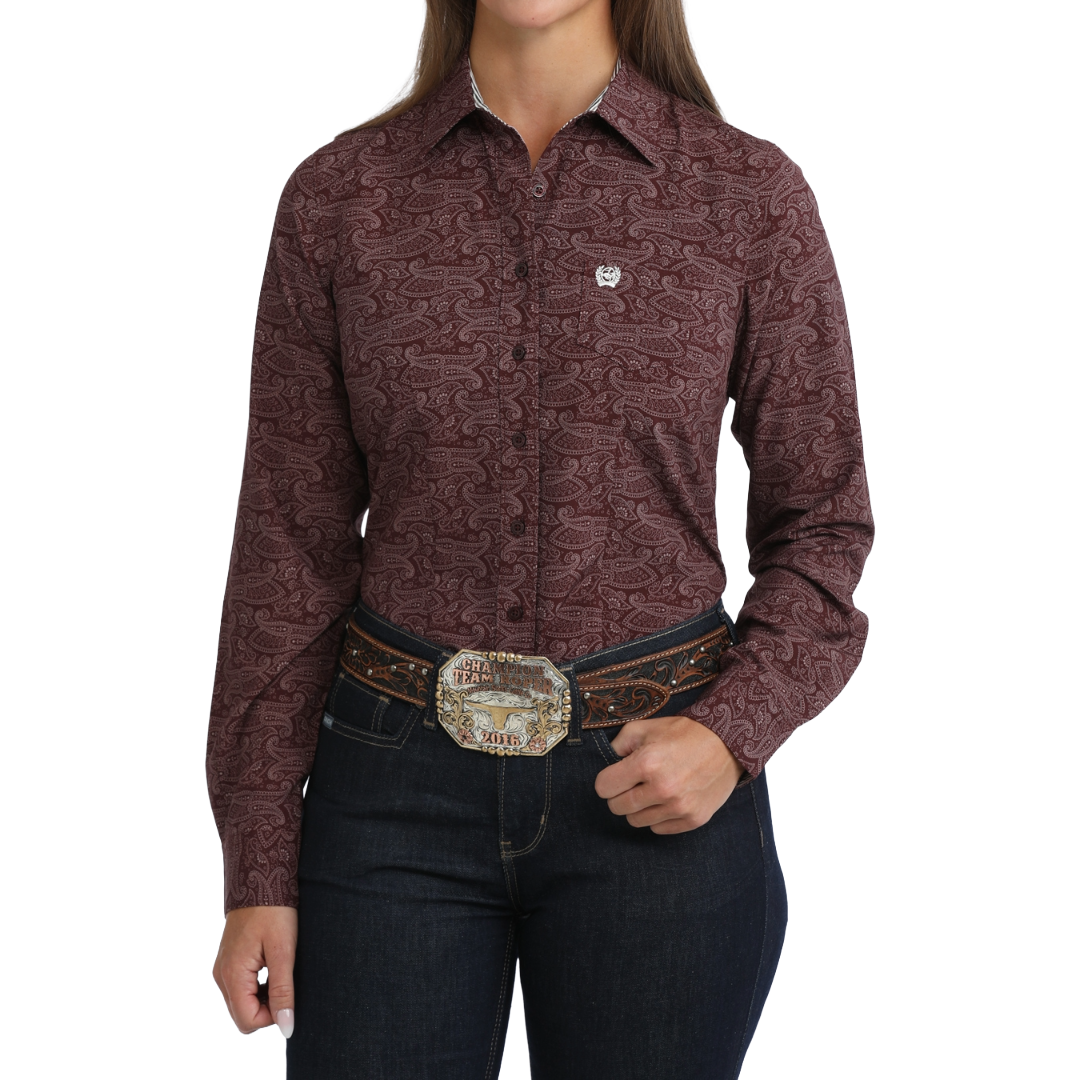 Cinch Ladies Purple Arenaflex Button Down Shirt MSW9164281