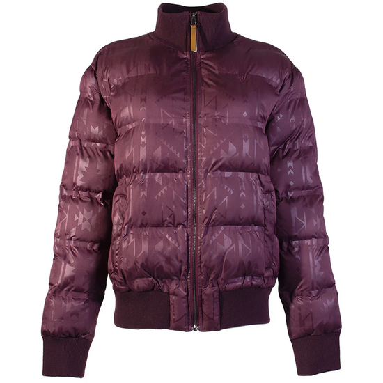 Hooey Ladies Maroon Aztec Print Zip Puffer Jacket HJ139MAAZ