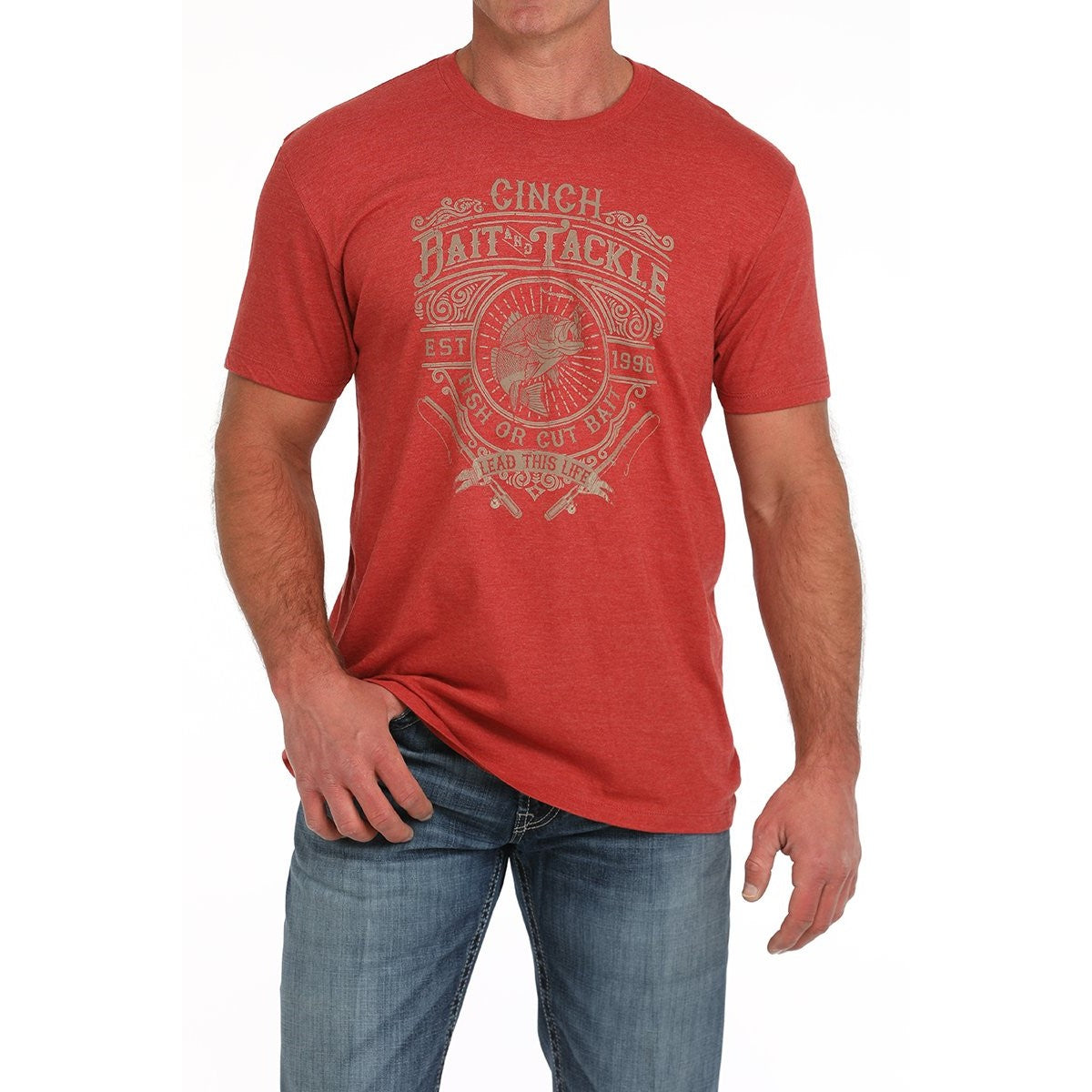 Cinch Men's Red Bait & Tackle Short Sleeve T-Shirt MTT1690661