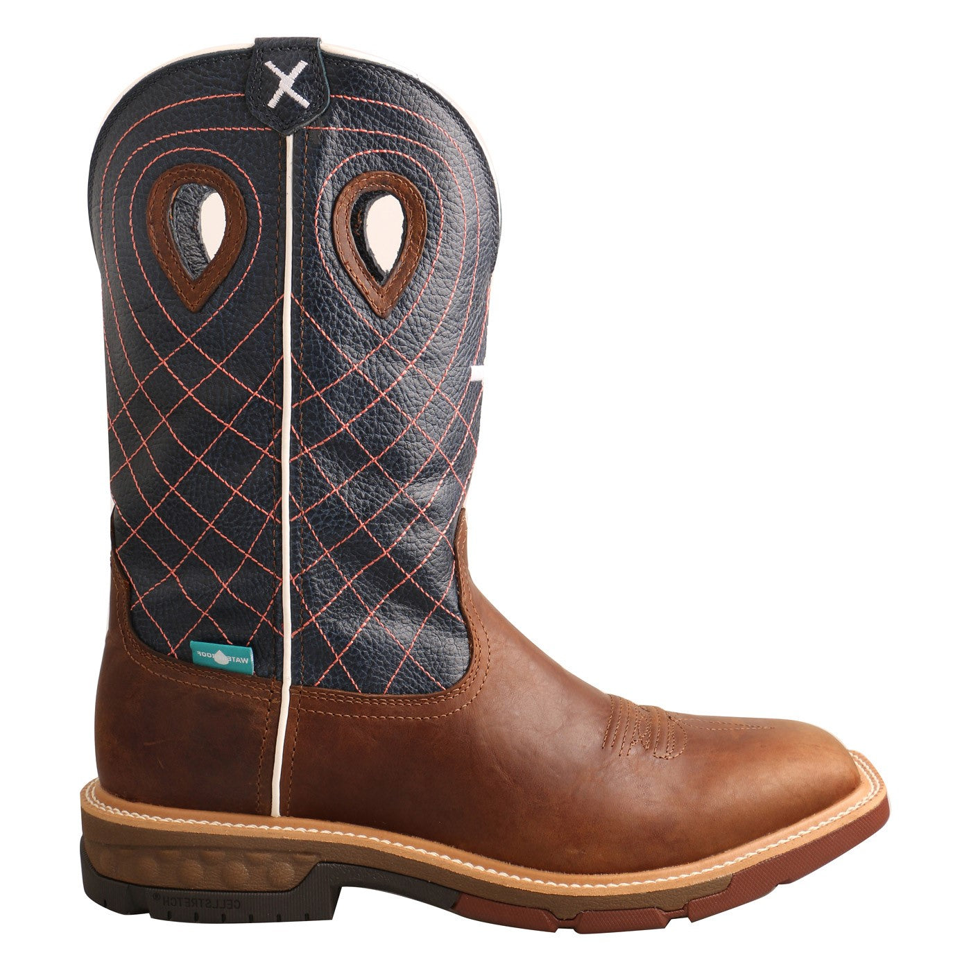 Twisted X Men's 12" Western Mocha and Navy Work Boot MXBAW01
