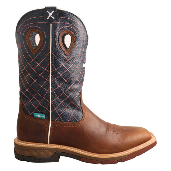 Twisted X Men's 12" Western Mocha and Navy Work Boot MXBAW01