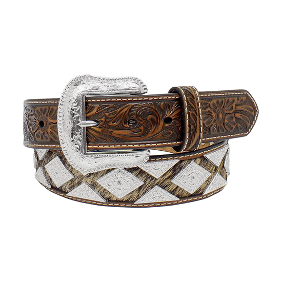 Nocona Men's Cowhide Diamond Shape Concho Brown Belt N2509408