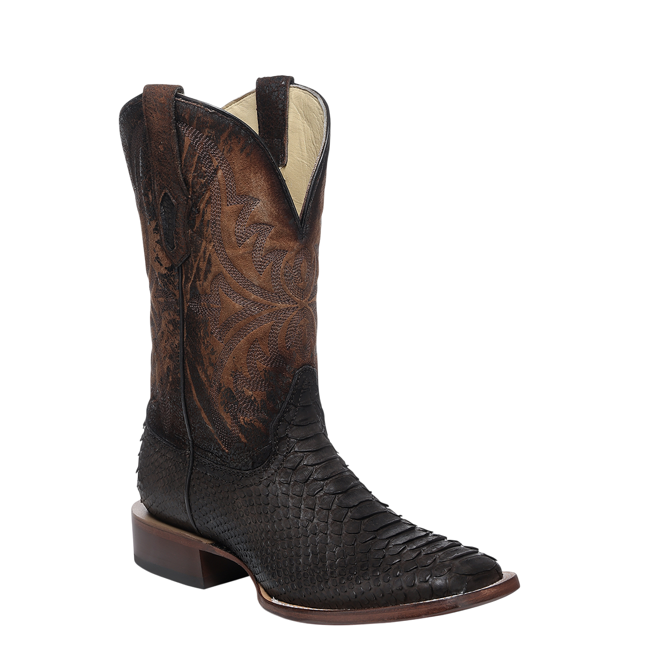 Corral Men's Python Wide Square Toe Brown Western Boots A4976