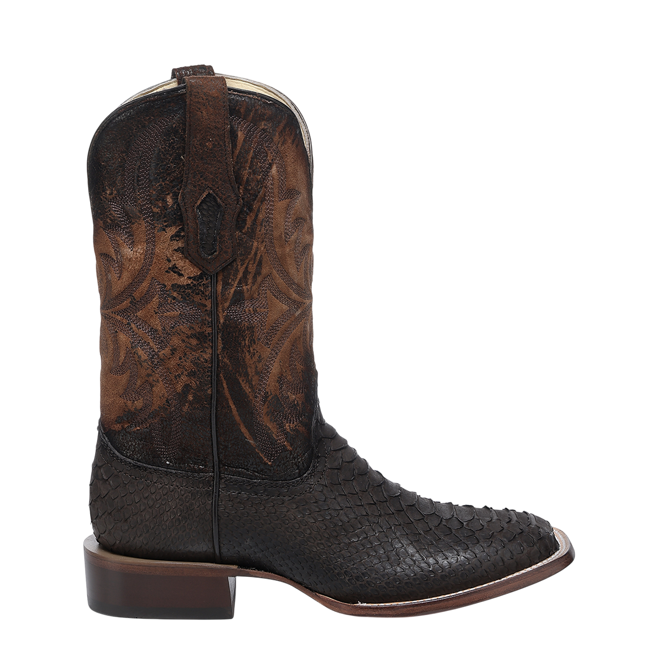 Corral Men's Python Wide Square Toe Brown Western Boots A4976