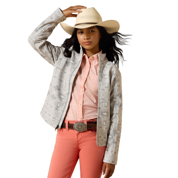 Ariat Youth Girls Logo Softshell Neutral Southwest Jacket 10071241