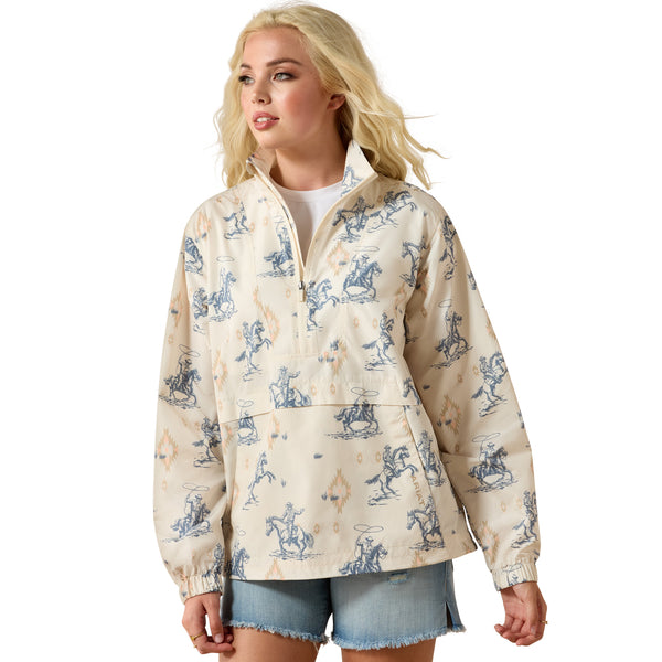 Ariat Ladies Whisper Southwest Rodeo Graphic White Pullover 10071265