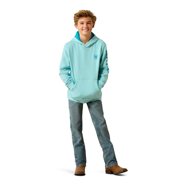 Ariat Youth Boy's Logo Aqua Heather Hoodie 10071503