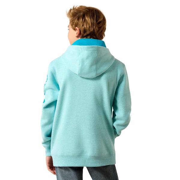 Ariat Youth Boy's Logo Aqua Heather Hoodie 10071503