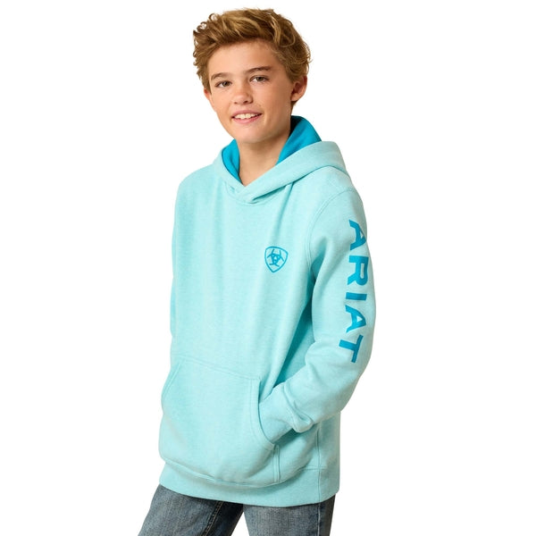Ariat Youth Boy's Logo Aqua Heather Hoodie 10071503