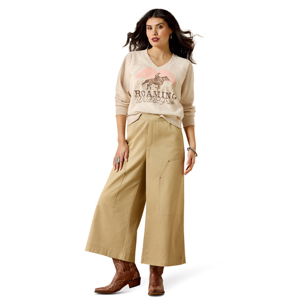 Ariat Ladies Victoria Wild & Free Khaki Pullover Sweatshirt 10071623