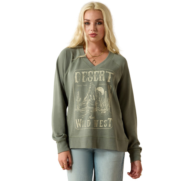 Ariat Ladies Victoria Wild West Graphic Sea Spray Green Sweatshirt 10071630