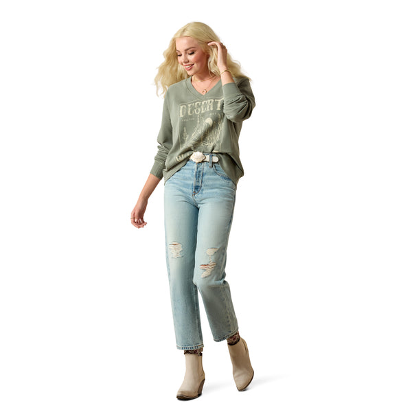Ariat Ladies Victoria Wild West Graphic Sea Spray Green Sweatshirt 10071630