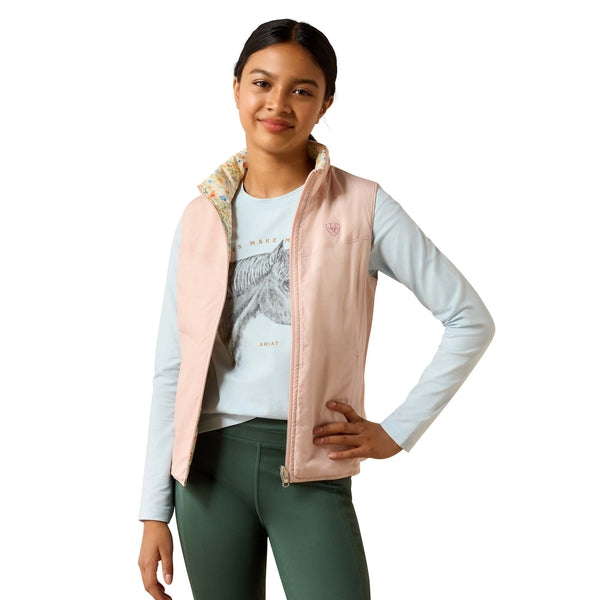 Ariat Youth Girls Bella Reversible Sepia Rose Insulated Vest 10073185
