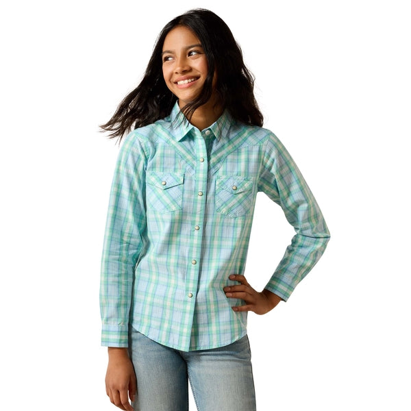 Ariat Youth Girl's Ashley Holiday Plaid Snap Shirt 10071119