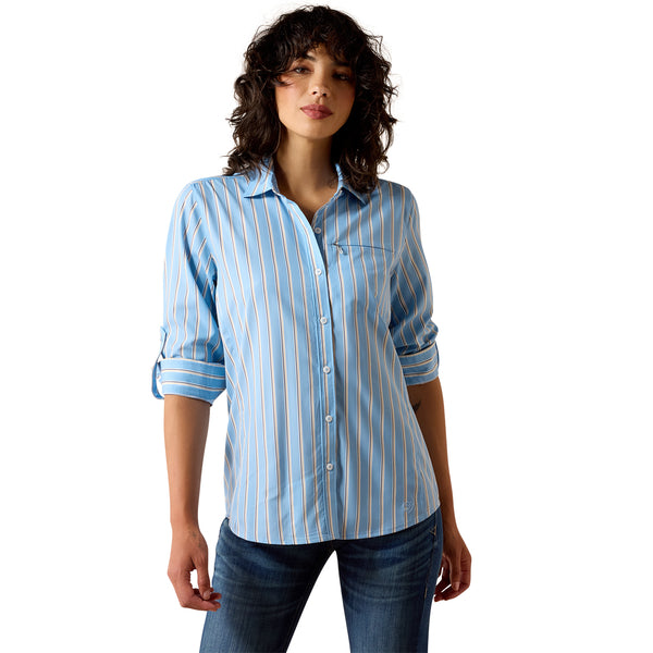 Ariat Ladies VentTEK Blissful Blue & Rattan Stripe Shirt 10071141