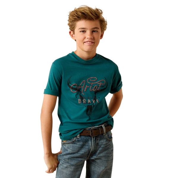 Ariat Youth Boy's Cattle Skull Freedom Mediterranean T-Shirt 10071183