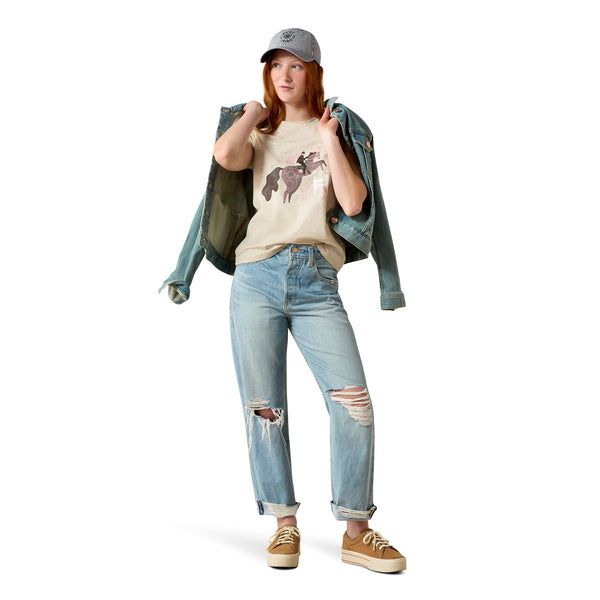 Ariat Youth Girls Floral Leap Oatmeal T-Shirt 10071346