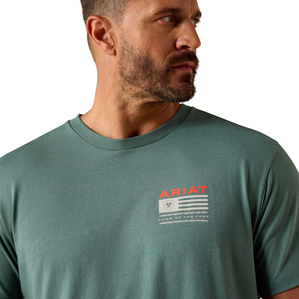 Ariat Men's Hidden Valley Flag Silver Pine Classic Fit T-Shirt 10061355