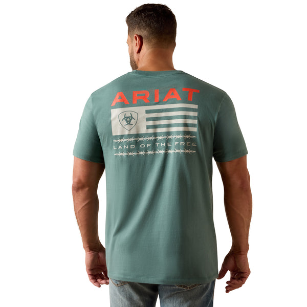 Ariat Men's Hidden Valley Flag Silver Pine Classic Fit T-Shirt 10061355