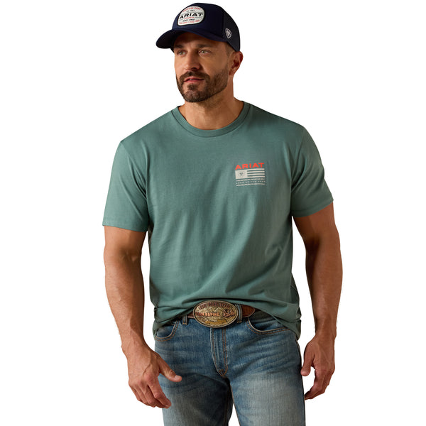 Ariat Men's Hidden Valley Flag Silver Pine Classic Fit T-Shirt 10061355