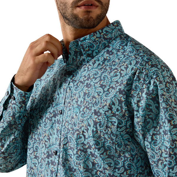 Ariat Men's Blue Elixir Paisley Print Phelps Classic Fit Shirt 10071602