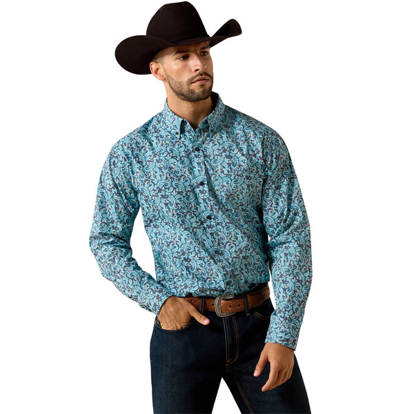 Ariat Men's Blue Elixir Paisley Print Phelps Classic Fit Shirt 10071602