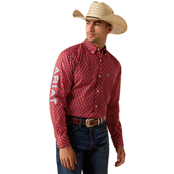 Ariat Men's Willow Red & Blue Fitted Button Down Shirt 10071758