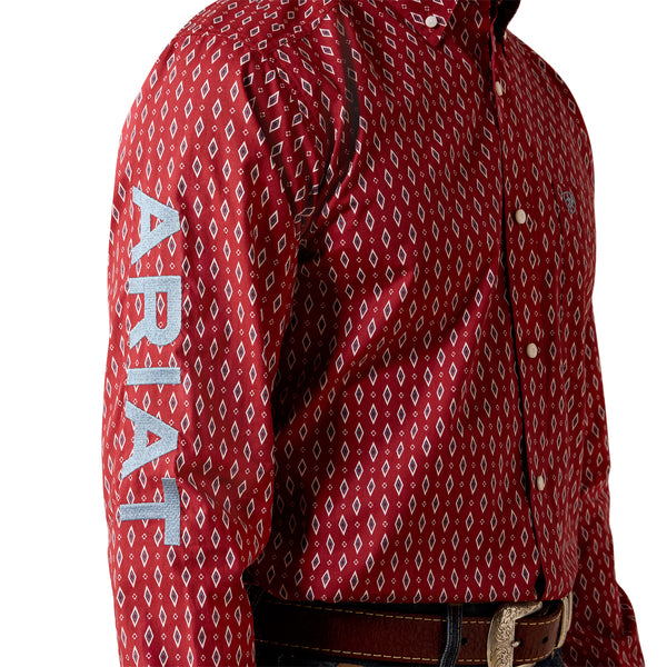Ariat Men's Willow Red & Blue Fitted Button Down Shirt 10071758