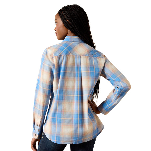Ariat Ladies REAL Billie Jean Ashleigh Blue & Shell Pink Plaid Shirt 10071517
