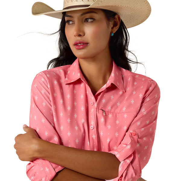Ariat Ladies VentTEK Sun Kissed Coral Print Button Down Shirt 10071142