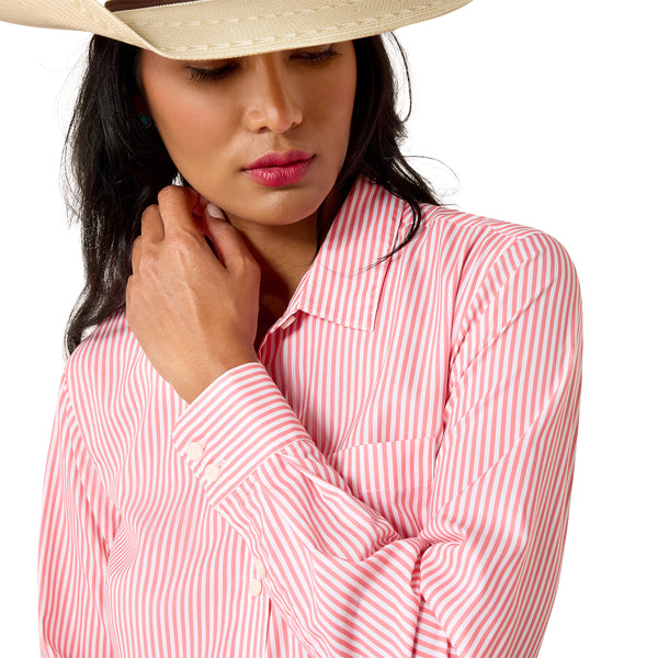 Ariat Ladies Kirby Pro Sun Kissed Coral Stripe Button Down Shirt 10071468