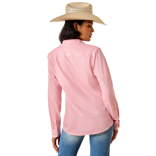 Ariat Ladies Kirby Pro Sun Kissed Coral Stripe Button Down Shirt 10071468