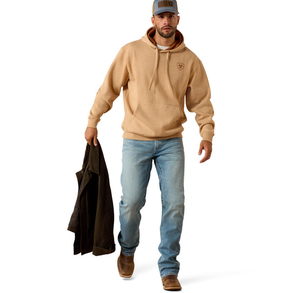 Ariat Men's Tan Heather Logo Fleece Hoodie 10071482