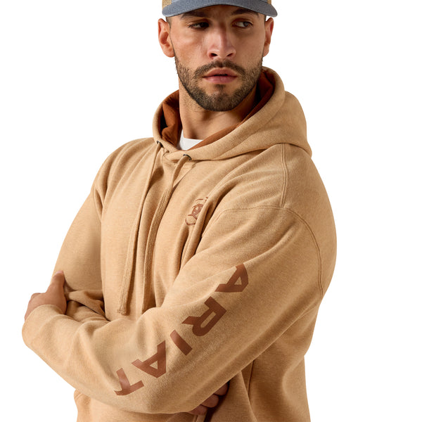 Ariat Men's Tan Heather Logo Fleece Hoodie 10071482