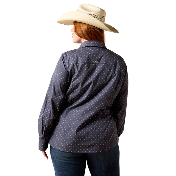 Ariat Ladies Kirby Stretch Ombre Blue Horseshoe Button Down Shirt 10071416