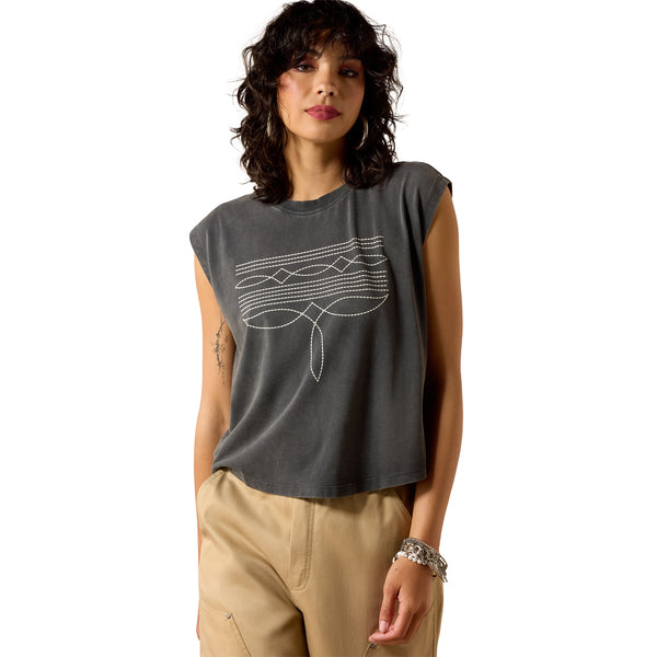 Ariat Ladies Charcoal Dallas Cropped T-Shirt 10071109