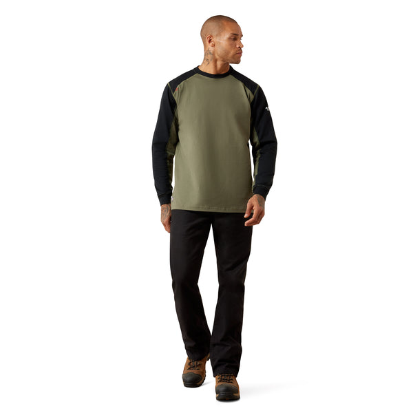 Ariat Men's FR Colorblock Baseball Long Sleeve Dark Sage T-Shirt10079241