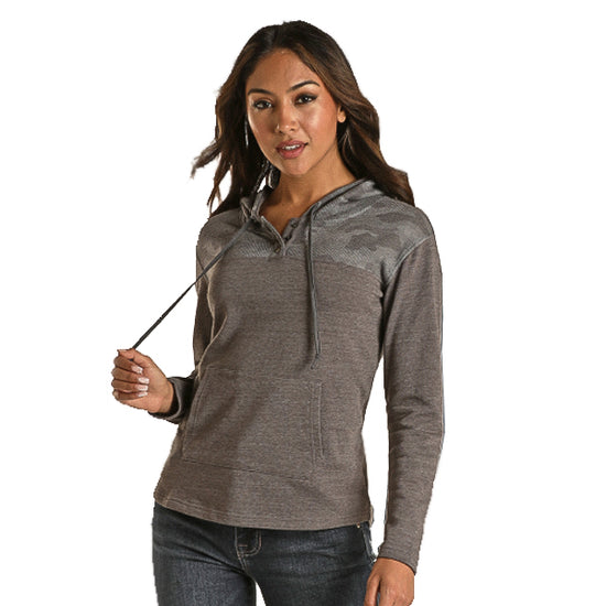 Panhandle® Ladies Long Sleeve Grey And Camo Pullover Hoodie L8H2090