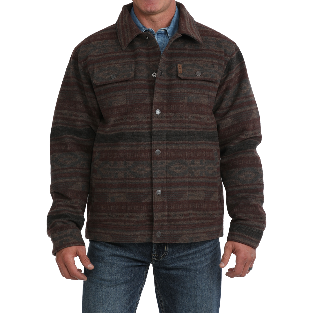 Cinch Men's Brown Western Stripe Snap Trucker Jacket MWJ1921006