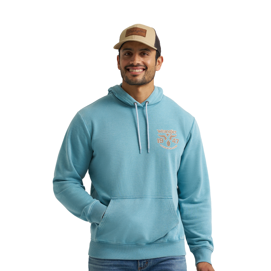 Wrangler Men's Western Adriatic Blue Pullover Hoodie 112383953