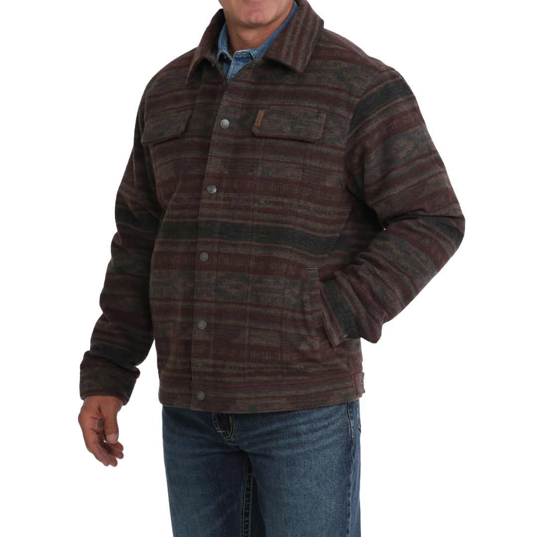 Cinch Men's Brown Western Stripe Snap Trucker Jacket MWJ1921006