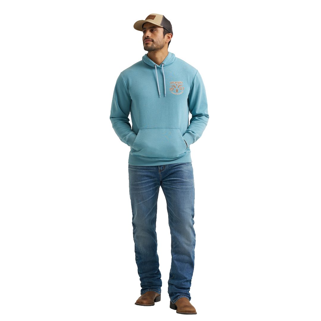 Wrangler Men's Western Adriatic Blue Pullover Hoodie 112383953