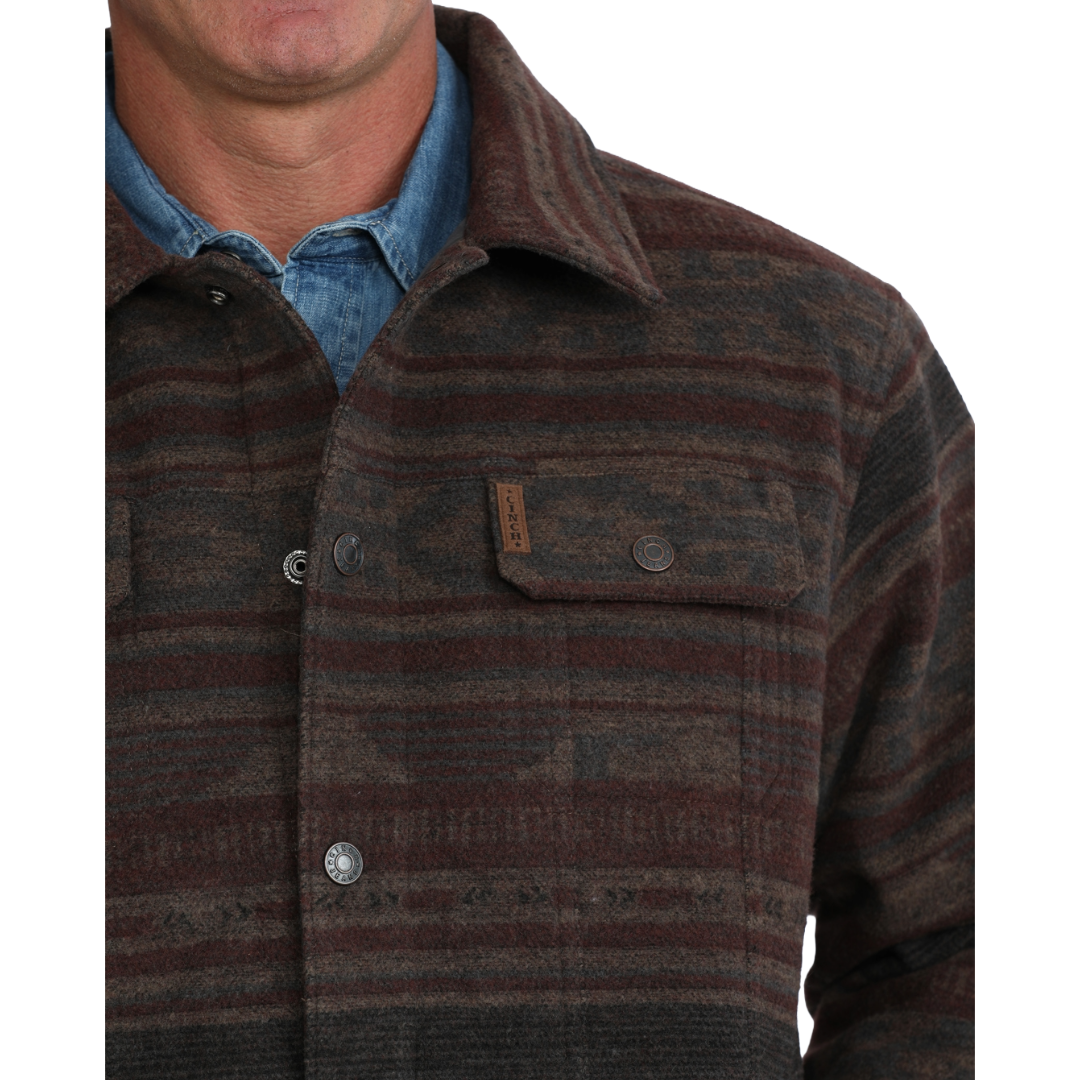 Cinch Men's Brown Western Stripe Snap Trucker Jacket MWJ1921006