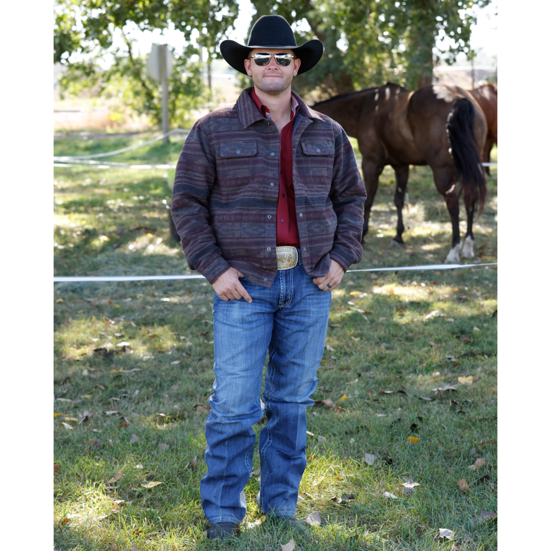 Cinch Men's Brown Western Stripe Snap Trucker Jacket MWJ1921006