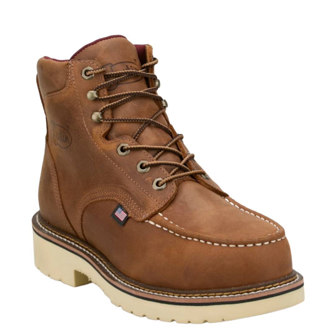 Justin Men's  Akron Homeland Brown Leather Work Boot HL263