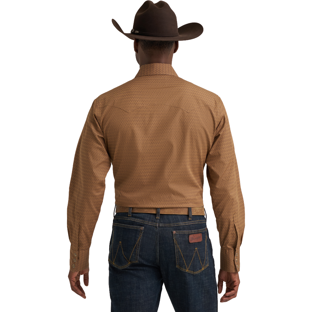 Wrangler Men's Retro® Brown Geometric Print Snap Shirt 112385599
